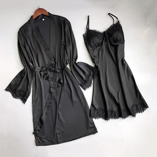 women's sleepwear casual 2pcs kimono robe gown set lady v-neck backless nightgown sleep suit spring faux silk lace night dress, Black;red
women's sleepwear casual 2pcs kimono robe gown set lady v-neck backless nightgown sleep suit spring faux silk lace night dress, Black;red