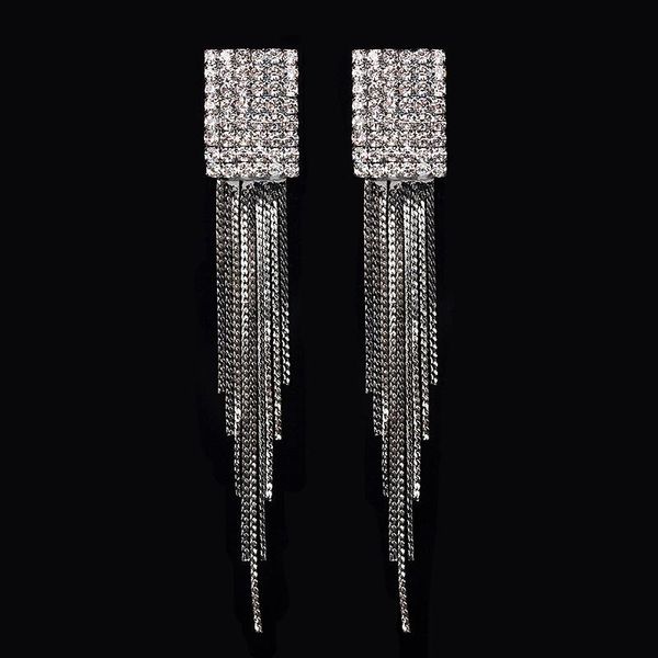 crystal rhinestone long tassel dangle earrings for women wedding drop earing brinco fashion jewelry accessories, Silver
crystal rhinestone long tassel dangle earrings for women wedding drop earing brinco fashion jewelry accessories, Silver
