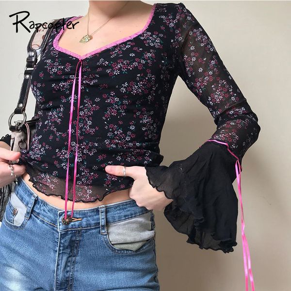 rapcopter floral mesh women t shirt lace up y2k ruffles long sleeve crop slim autumn t shirt streetwear clubwear, White
rapcopter floral mesh women t shirt lace up y2k ruffles long sleeve crop slim autumn t shirt streetwear clubwear, White