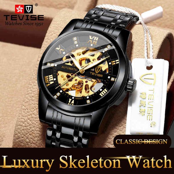 tevise 2021 men mechanical watch black gold roman numerals rustless steel skeleton luxury watches male relics masculinos, Slivery;brown
tevise 2021 men mechanical watch black gold roman numerals rustless steel skeleton luxury watches male relics masculinos, Slivery;brown