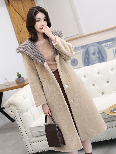 women's fur & faux 100% genuine wool coat mink collar hooded female jacket long slim jackets for women ropa para mujer zjt1665, Black
women's fur & faux 100% genuine wool coat mink collar hooded female jacket long slim jackets for women ropa para mujer zjt1665, Black