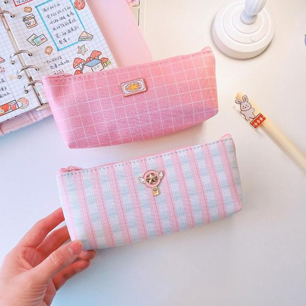 pink square grid waterproof pu student pencil case school cases for girl stationery canvas bag bags
pink square grid waterproof pu student pencil case school cases for girl stationery canvas bag bags