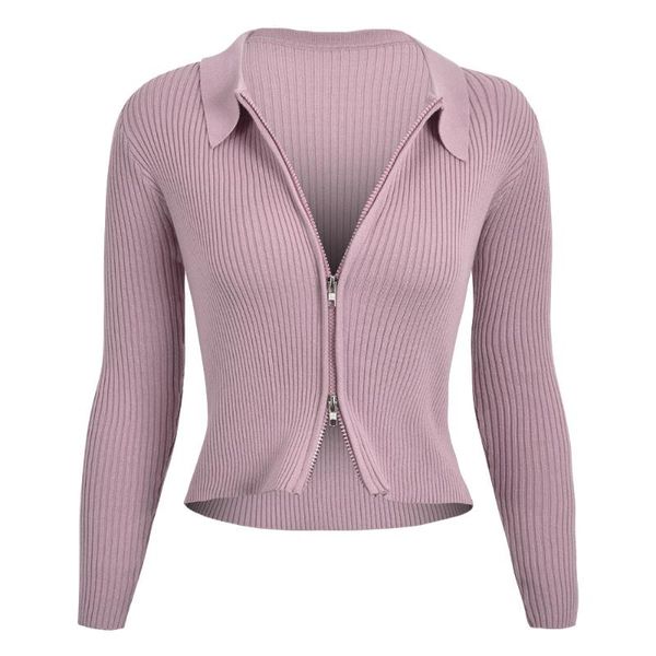 women autumn double zippers sweaters jacket slim knit solid cardigan t-shirt short fall fit streetwear d30 women's blouses & shirts, White
women autumn double zippers sweaters jacket slim knit solid cardigan t-shirt short fall fit streetwear d30 women's blouses & shirts, White