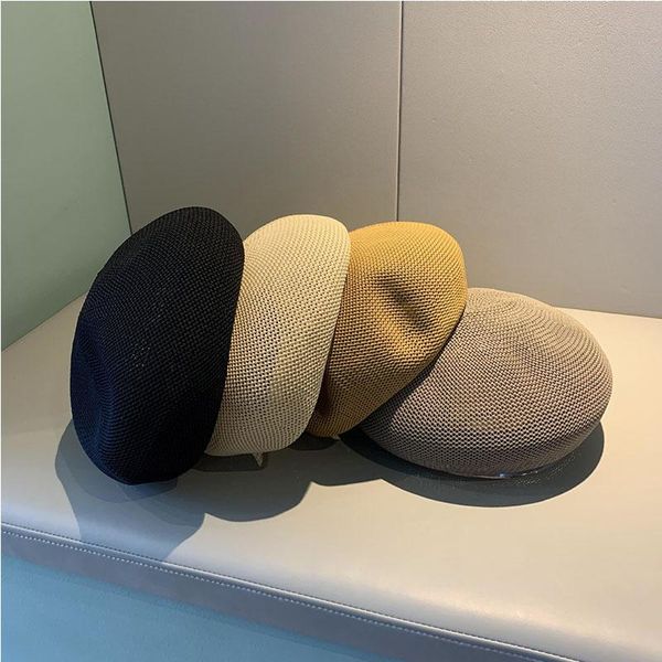 berets elegant women's summer hat solid color beret sun protection cap female breathable for girl beach straw hats, Blue;gray
berets elegant women's summer hat solid color beret sun protection cap female breathable for girl beach straw hats, Blue;gray