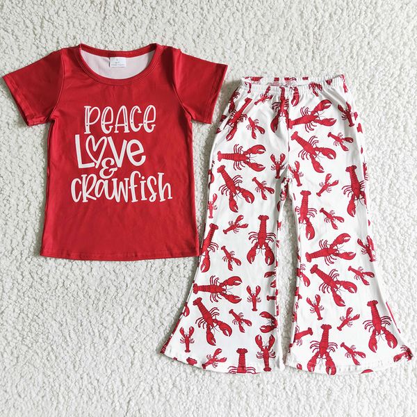 rts wholesale baby girl clothes set fashion lobster cute kids clothes peace love crawfish girls boutique outfits short sleeve bell pants set, White
rts wholesale baby girl clothes set fashion lobster cute kids clothes peace love crawfish girls boutique outfits short sleeve bell pants set, White