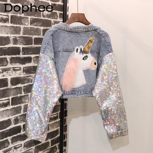women's jackets sequined cartoon embroidery crop denim jacket for women spring autumn 2021 clothing loose-fitting jean thin coat, Black;brown
women's jackets sequined cartoon embroidery crop denim jacket for women spring autumn 2021 clothing loose-fitting jean thin coat, Black;brown