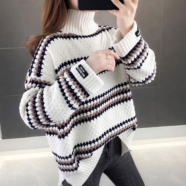 sweater turtleneck christmas loose striped gold velvet sweaters women knit pullover sweater plus size, White;black
sweater turtleneck christmas loose striped gold velvet sweaters women knit pullover sweater plus size, White;black