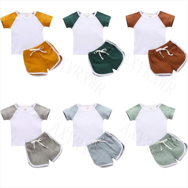 1 4years kids boys girls clothing sets summer children knitted patchwork short sleeve t shirts shorts pants casual outfits, White
1 4years kids boys girls clothing sets summer children knitted patchwork short sleeve t shirts shorts pants casual outfits, White