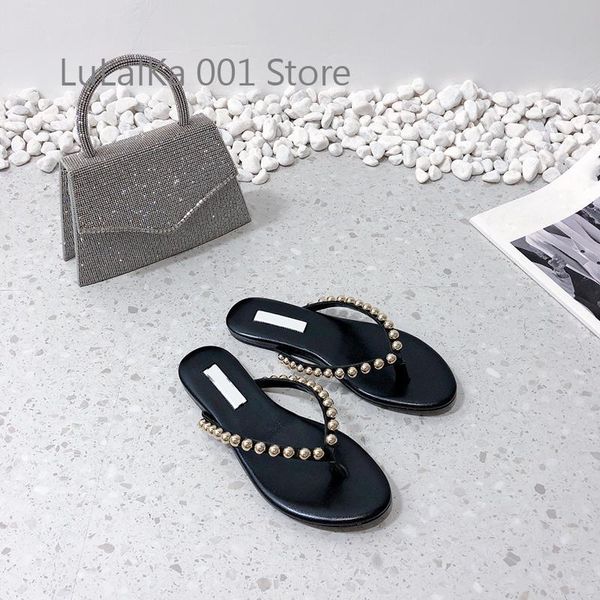 80% off shoes summer new pearl small steel ball decor slides women flip flop design beach flats shoes luxury brand fashion sandals, Black
80% off shoes summer new pearl small steel ball decor slides women flip flop design beach flats shoes luxury brand fashion sandals, Black