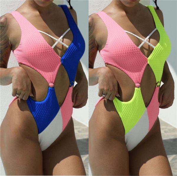 women's summer swimsuit one piece swimwear contrast color designer bikini hoolow out bandage womens clothing, White;black
women's summer swimsuit one piece swimwear contrast color designer bikini hoolow out bandage womens clothing, White;black