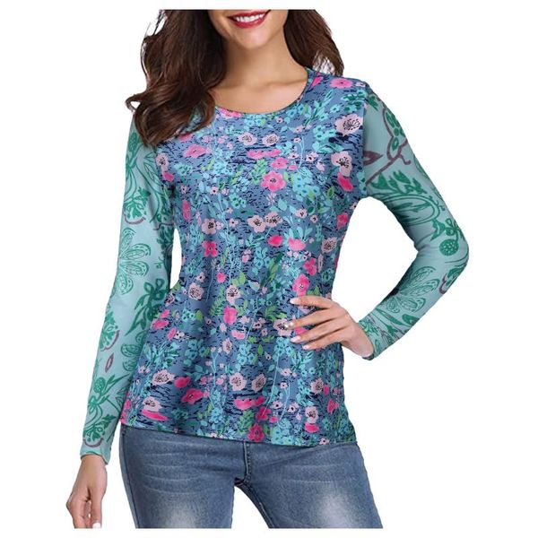 women's blouses & shirts autumn fashion flower printing long sleeve blouse simple round neck casual streetwear clothes, White
women's blouses & shirts autumn fashion flower printing long sleeve blouse simple round neck casual streetwear clothes, White