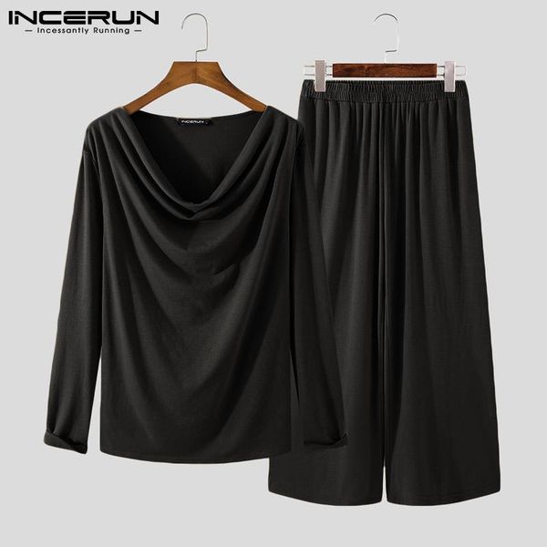 men's tracksuits incerun 2021 men casual sets streetwear solid color heaps collar long sleeve t shirt & wide leg pants two pieces retro, Gray
men's tracksuits incerun 2021 men casual sets streetwear solid color heaps collar long sleeve t shirt & wide leg pants two pieces retro, Gray
