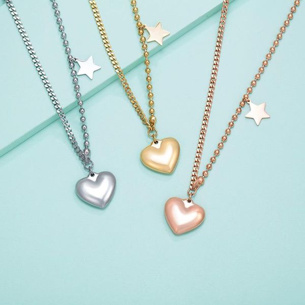 chains jewelry plated rose gold three-dimensional heart-shaped titanium steel necklace fashion cool star love women, Silver
chains jewelry plated rose gold three-dimensional heart-shaped titanium steel necklace fashion cool star love women, Silver