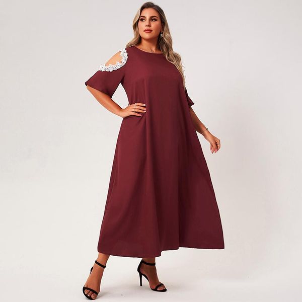 plus size dresses 2021 summer maxi dress women red solid color lace petal half sleeve loose large casual long robes party, Black
plus size dresses 2021 summer maxi dress women red solid color lace petal half sleeve loose large casual long robes party, Black
