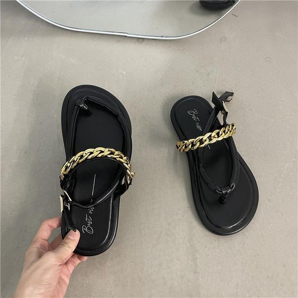 sandals 2021 summer flip-flops flat-bottomed soft bottom metal chain buckle roman female outer wear women shoes, Black
sandals 2021 summer flip-flops flat-bottomed soft bottom metal chain buckle roman female outer wear women shoes, Black