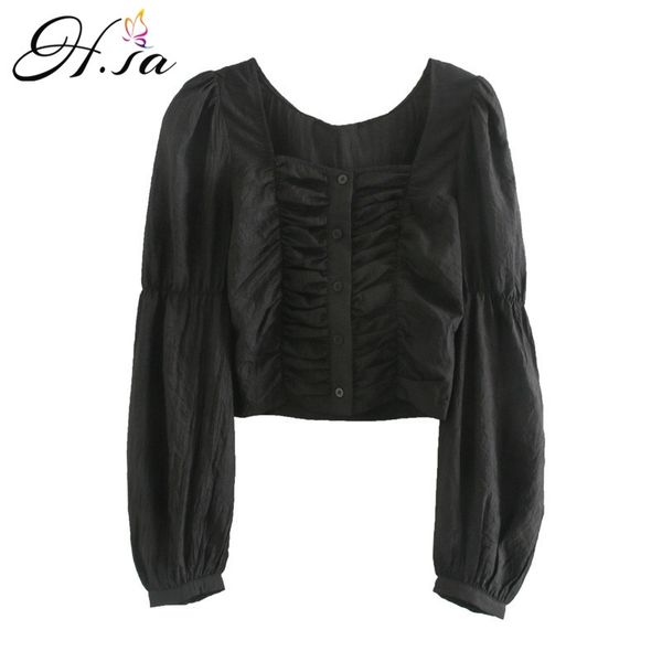 h.sa square collar women pleated short shirt casual fashion lady long sleeve solid blouse slim cute female button 210417, White
h.sa square collar women pleated short shirt casual fashion lady long sleeve solid blouse slim cute female button 210417, White