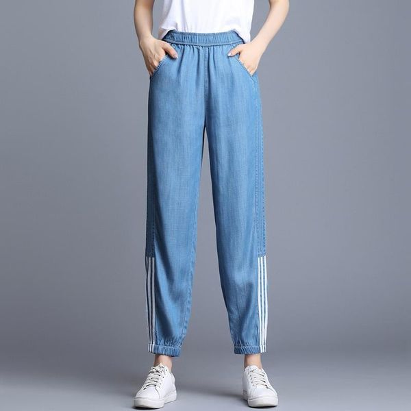 women's pants & capris high waist tencel jeans women casual side stripe ankle-length pencil feamle summer thin denim trousers, Black;white
women's pants & capris high waist tencel jeans women casual side stripe ankle-length pencil feamle summer thin denim trousers, Black;white