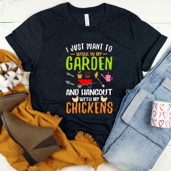 women's t-shirt funny women tshirt i just want to work in my garden and hangout with chickens print tee shirt femme aesthetic graphic t, White
women's t-shirt funny women tshirt i just want to work in my garden and hangout with chickens print tee shirt femme aesthetic graphic t, White