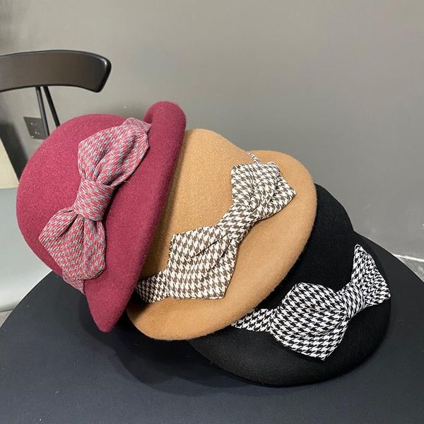 stingy brim hats autumn winter check striped bow wool british retro fashion fedora for women felt hat derbies femme cape, Blue;gray
stingy brim hats autumn winter check striped bow wool british retro fashion fedora for women felt hat derbies femme cape, Blue;gray