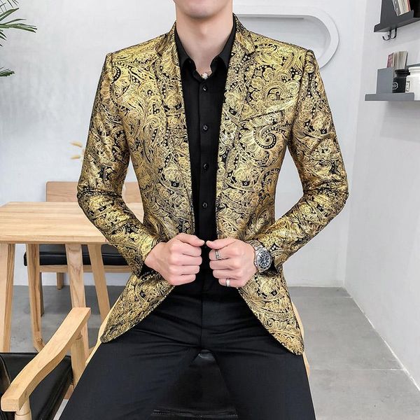 men's suits & blazers luxury gold striped print blazer street casual slim fit suit jacket male party club stage formal 5xl masculino, White;black
men's suits & blazers luxury gold striped print blazer street casual slim fit suit jacket male party club stage formal 5xl masculino, White;black
