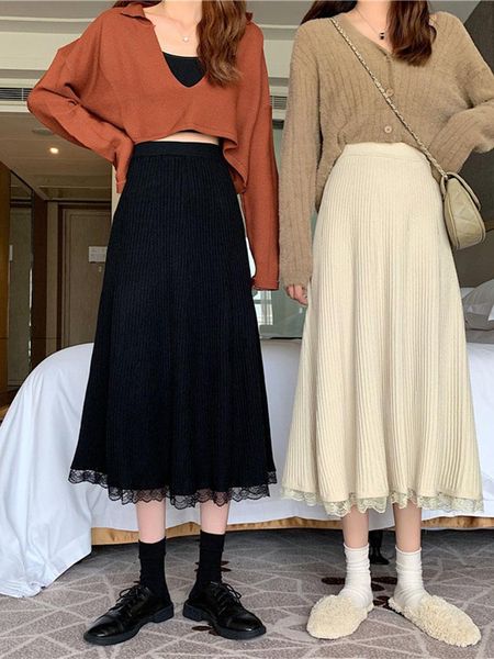 winter women draped rib pleated skirt elastic high waist long female autumn ladies quality midi knit saia skirts, Black
winter women draped rib pleated skirt elastic high waist long female autumn ladies quality midi knit saia skirts, Black
