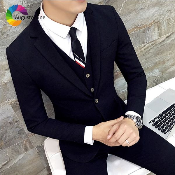 men's suits & blazers smart casual black men slim fit wedding groom tuxedos custom made man blazer 3piece jacket pants vest t, White;black
men's suits & blazers smart casual black men slim fit wedding groom tuxedos custom made man blazer 3piece jacket pants vest t, White;black