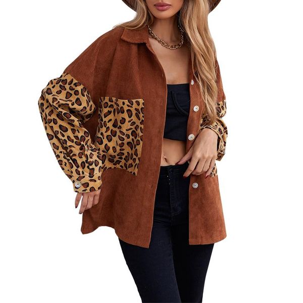 women's jackets women casual leopard spliced autumn turn-down neck long sleeve loose fashion button up corduroy shirts, Black;brown
women's jackets women casual leopard spliced autumn turn-down neck long sleeve loose fashion button up corduroy shirts, Black;brown