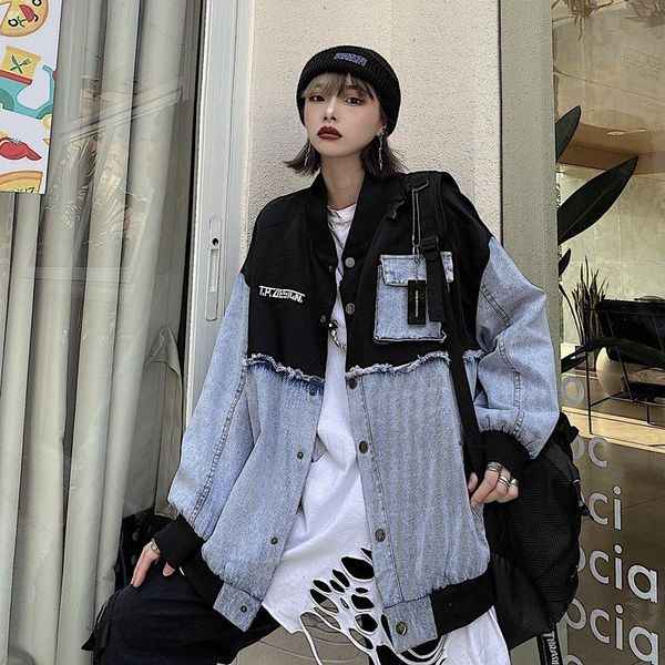 women's jackets spring and autumn stitching denim embroidered letter jacket female y683, Black;brown
women's jackets spring and autumn stitching denim embroidered letter jacket female y683, Black;brown