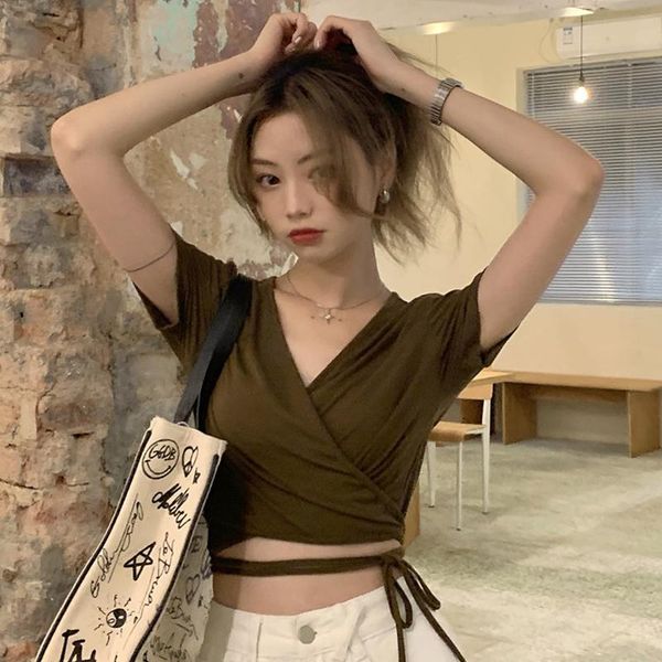 women's t-shirt summer korean japanese harajuku v-neck strap short sleeved 2021 slim trend cotton tshirt female, White
women's t-shirt summer korean japanese harajuku v-neck strap short sleeved 2021 slim trend cotton tshirt female, White
