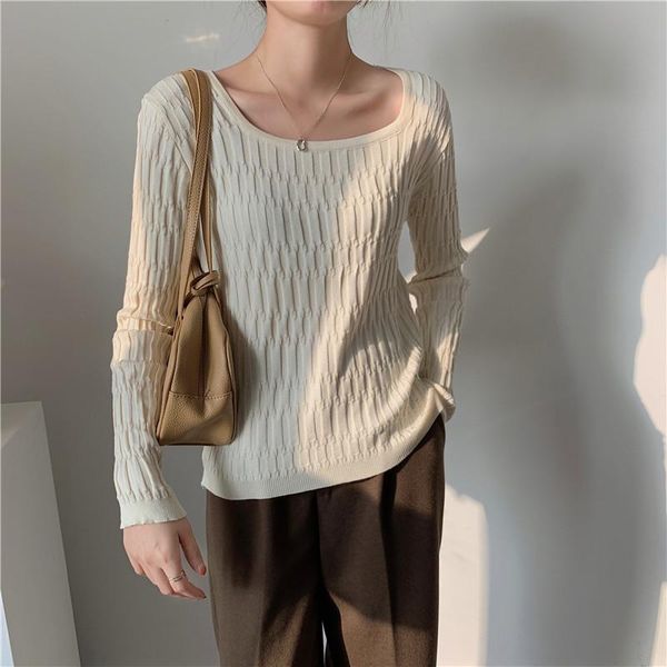 women's t-shirt spring autumn women knitted chic square collar long sleeve slim knit tees female casual, White
women's t-shirt spring autumn women knitted chic square collar long sleeve slim knit tees female casual, White