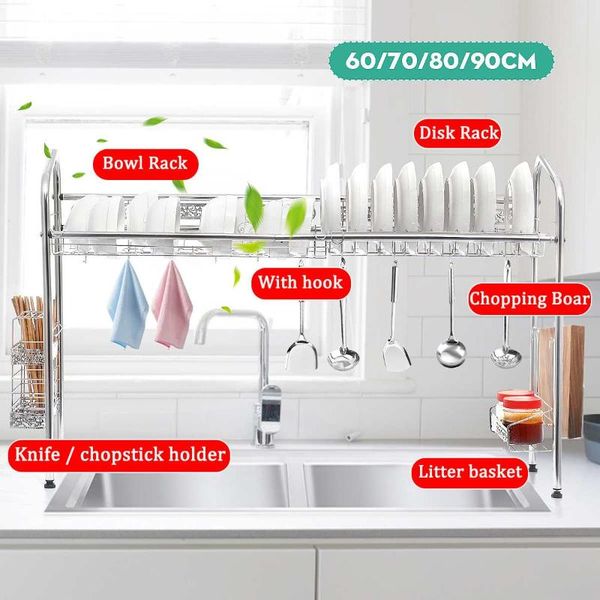 hooks & rails stainless steel kitchen shelf organizer dishes drying rack over sink drain storage counterutensils holder
hooks & rails stainless steel kitchen shelf organizer dishes drying rack over sink drain storage counterutensils holder