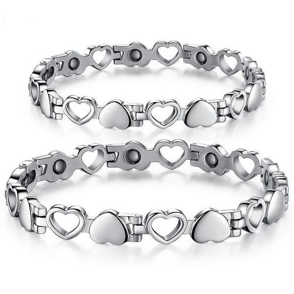 link, chain hollow healthy magnetic bracelet men/woman heart design 316l stainless steel health care elements hand jewelry, Black
link, chain hollow healthy magnetic bracelet men/woman heart design 316l stainless steel health care elements hand jewelry, Black