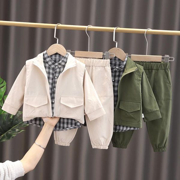 clothing sets 2021 spring boys' 3-piece set solid color pocket cardigan+shirt+pant, White
clothing sets 2021 spring boys' 3-piece set solid color pocket cardigan+shirt+pant, White