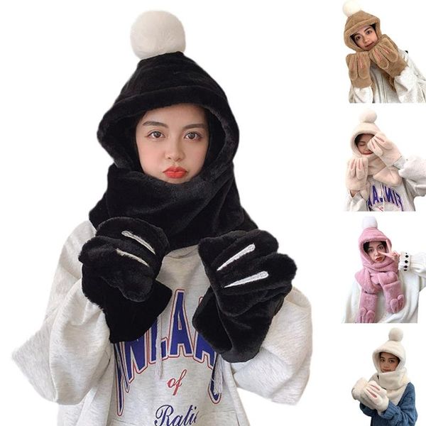 hats, scarves & gloves sets women's ears integrated scarf hats of three warm kits, Blue;gray
hats, scarves & gloves sets women's ears integrated scarf hats of three warm kits, Blue;gray