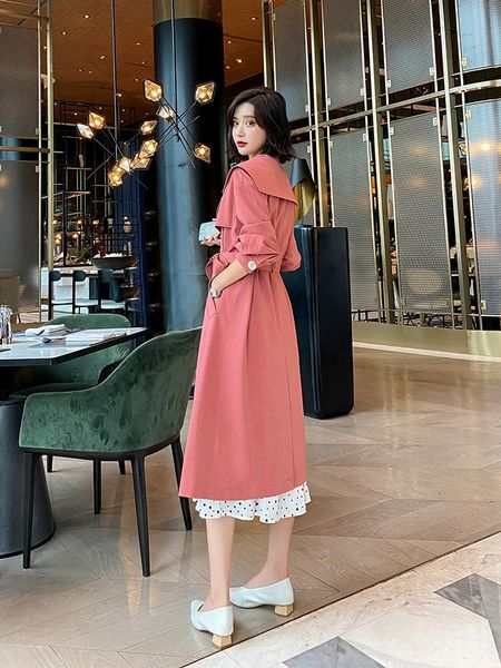 women's trench coats windbreaker long small 2021 spring korean loose temperament fashion coat, Tan;black
women's trench coats windbreaker long small 2021 spring korean loose temperament fashion coat, Tan;black