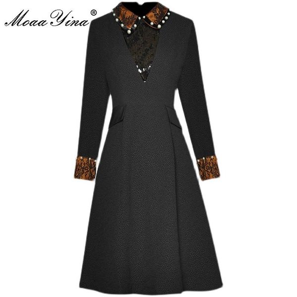 casual dresses moaayina fashion designer autumn black dress women's turn-down collar splicing beading vintage short, Black;gray
casual dresses moaayina fashion designer autumn black dress women's turn-down collar splicing beading vintage short, Black;gray