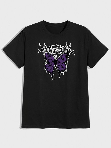 romwe guys butterfly print tee 12l9#, White;black 
romwe guys butterfly print tee 12l9#, White;black