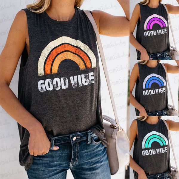 women's t-shirt fashion summer womens tank vest sleeveless casual loose female rainbow printed beach stretch bodycon t-shirts, White
women's t-shirt fashion summer womens tank vest sleeveless casual loose female rainbow printed beach stretch bodycon t-shirts, White