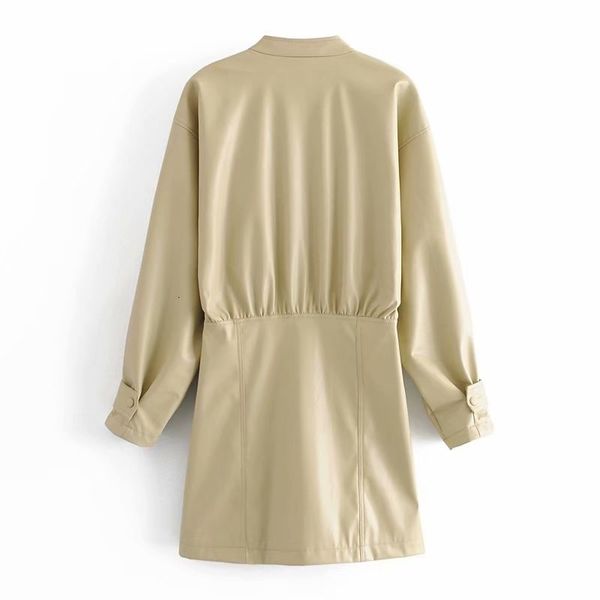 skirts fashion stand collar long sleeve single-breasted fake leather women's dress vintage with pockets casual chic female mini dresses, Black
skirts fashion stand collar long sleeve single-breasted fake leather women's dress vintage with pockets casual chic female mini dresses, Black