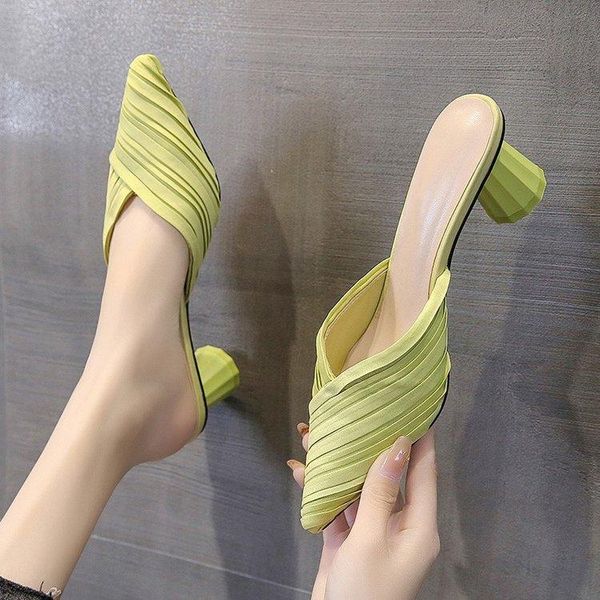slippers designer pleated mules women baotou pointed sandals wholesale slides home summer kawaii shoes, Black
slippers designer pleated mules women baotou pointed sandals wholesale slides home summer kawaii shoes, Black