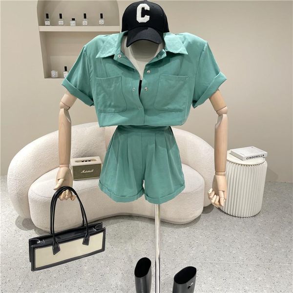 women's tracksuits niche design clothing 2021 versatile short sleeve neck casual shirt + high waist wide leg shorts two piece set, Gray
women's tracksuits niche design clothing 2021 versatile short sleeve neck casual shirt + high waist wide leg shorts two piece set, Gray