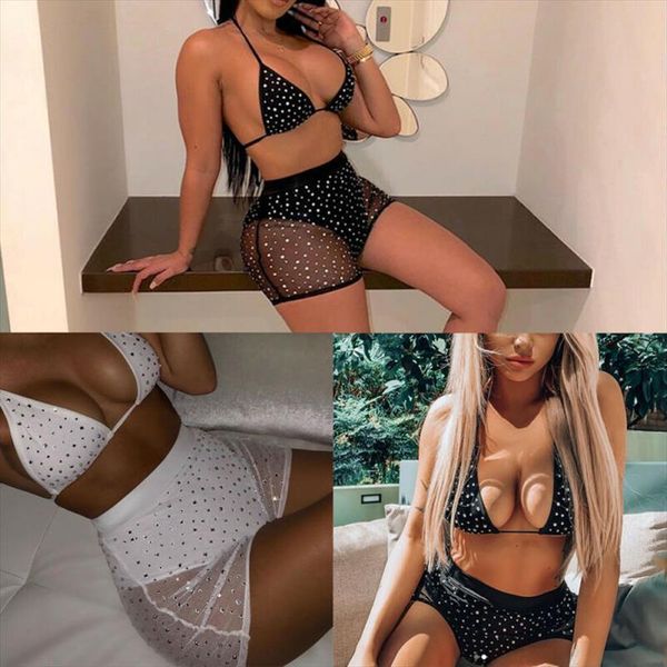 rhinestone mesh 2 piece womens tracksuits set summer halter neck crop shorts sets club outfits short matching black, Gray
rhinestone mesh 2 piece womens tracksuits set summer halter neck crop shorts sets club outfits short matching black, Gray