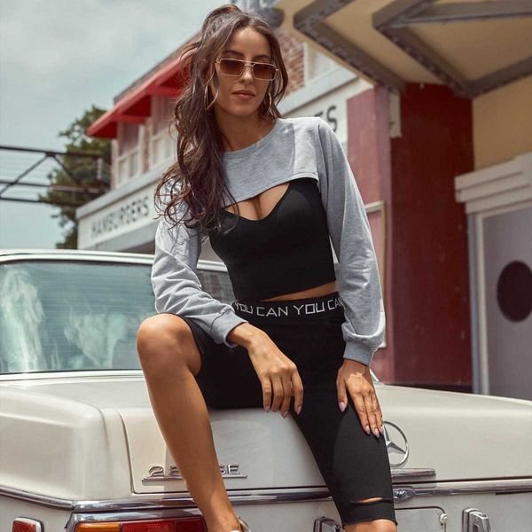 women cropped sweatshirt casual o-neck long sleeve chic pullovers high street ladies w9216 210526, Black
women cropped sweatshirt casual o-neck long sleeve chic pullovers high street ladies w9216 210526, Black