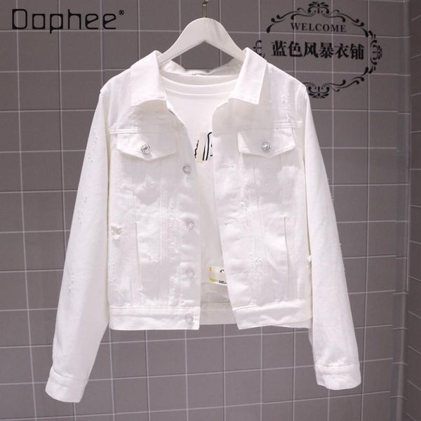 women's jackets 2021 spring and autumn denim solid full jacket ripped clothes women, Black;brown
women's jackets 2021 spring and autumn denim solid full jacket ripped clothes women, Black;brown