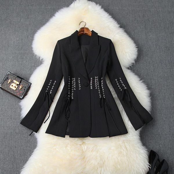 women's suits & blazers est 2021 designer jacket women's single button lacing up rope split blazer, White;black
women's suits & blazers est 2021 designer jacket women's single button lacing up rope split blazer, White;black