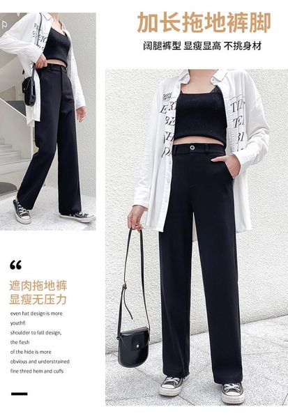 pants high waist female straight trousers women's & capris, Black;white
pants high waist female straight trousers women's & capris, Black;white