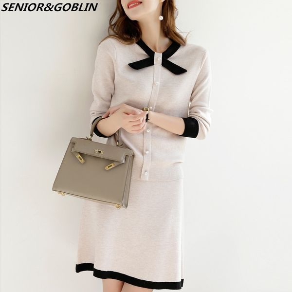 women knitted long sleeve bow sweater women's elastic waist skirts suits 2 piece set 210330, White
women knitted long sleeve bow sweater women's elastic waist skirts suits 2 piece set 210330, White