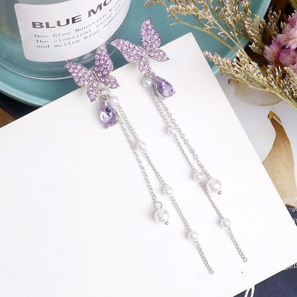 dangle & chandelier korea sparkly rhinestone butterfly drop earrings for women girl metal purple crystal long tassel wedding bridal jewelry, Silver
dangle & chandelier korea sparkly rhinestone butterfly drop earrings for women girl metal purple crystal long tassel wedding bridal jewelry, Silver
