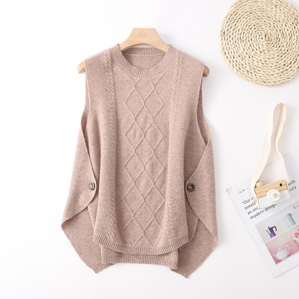 sleevels knitted loose wool vt for women to wear outside 2021 autumn winter foreign style waistcoat and sweater, Black;white
sleevels knitted loose wool vt for women to wear outside 2021 autumn winter foreign style waistcoat and sweater, Black;white