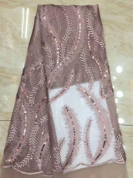 ribbon african french sequins lace light purple tulle fabric for 2021 sequin ff5-16, Pink;blue